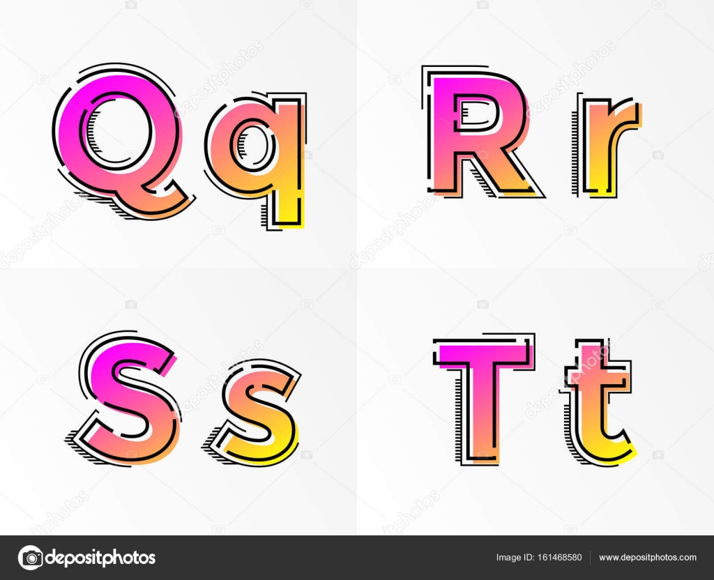 Sets Letras Del Alfabeto Q R S T Vector Fuente Gradiente