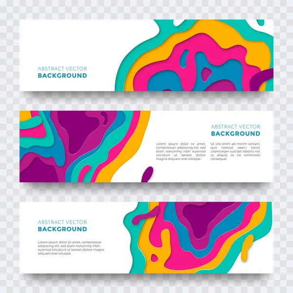 Banner color abstracto multi gradiente color vector capas efecto patrón papel corte — Vector de stock