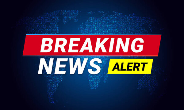 Breaking News television TV screen world map LED lights background vector design