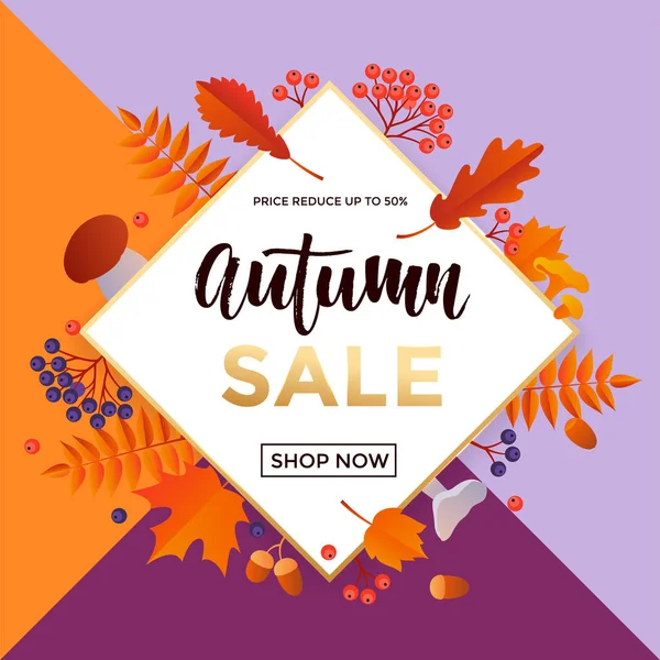 Höstens försäljning shopping rabatt vektor affisch falla maple leaf gold web banner — Stock vektor