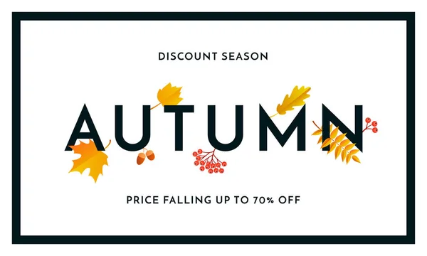 Automne vente shopping discount vecteur affiche automne feuille d'érable web bannière — Image vectorielle