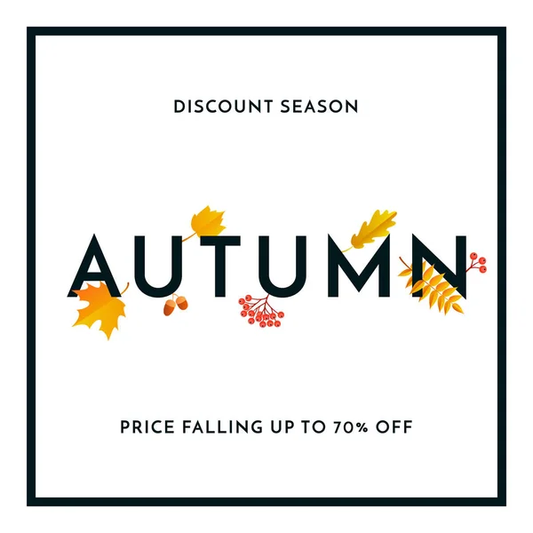 Podzimní listí na podzim vektorové plakát javor, dub žalud — Stockový vektor