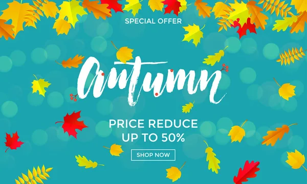Höstens försäljning shopping rabatt vektor affisch falla maple leaf gold web banner — Stock vektor