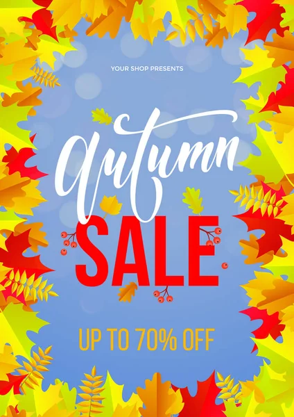 Automne vente shopping discount vecteur affiche automne feuille d'érable web bannière — Image vectorielle