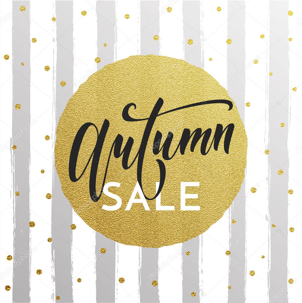 Autumn sale shopping discount vector poster fall gold pattern web banner