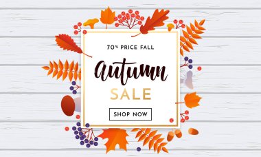 Sonbahar satış akçaağaç yaprağı poster sonbahar alışveriş promo indirim banner online mağaza