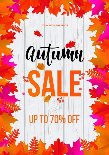 Podzimní prodej plakát promo Wikipédii září podzim online nakupování javorový list — Stockový vektor