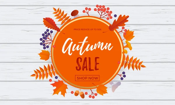 Podzimní prodej nápis sleva nákupní promo září nebo podzimní dílny vektorová design — Stockový vektor