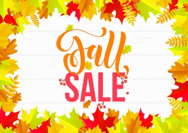 Sonbahar Satılık alışveriş indirim vektör poster Sonbaharda akçaağaç yaprağı altın web afiş