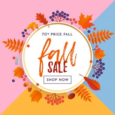 Sonbahar satış afiş indirim Eylül alışveriş promo veya sonbahar Dükkanı vektör tasarımı