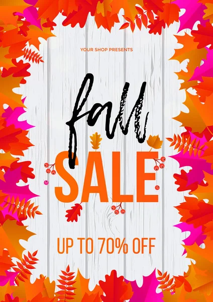Podzimní prodej nákupní slevy vektor plakát spadají maple leaf webového proužku — Stockový vektor