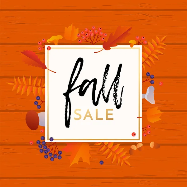 Autunno vendita poster banner vettoriale foglia modello sfondo per lo shopping autunno — Vettoriale Stock