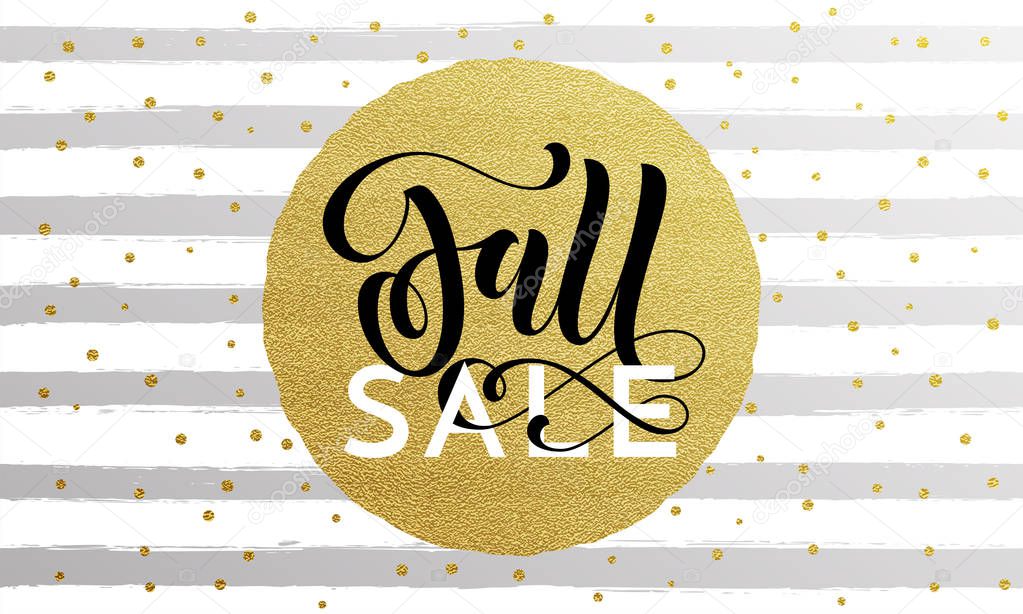 Fall sale poster banner vector gold pattern background for autumn shopping