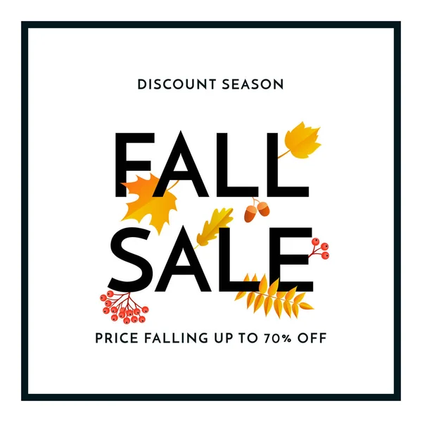 Autumn fall gold sale poster or September shopping promo banner autumnal discount — Stock Vector