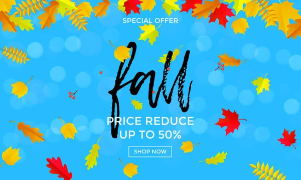 Automne automne vente feuille d'érable affiche autumnal shopping promo discount bannière boutique en ligne — Image vectorielle