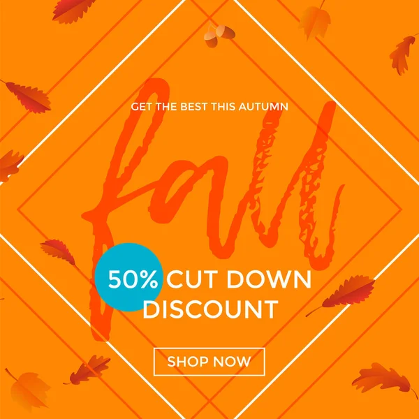 Automne automne vente affiche rabais pour Septembre shopping promo vecteur boutique automnale — Image vectorielle