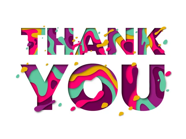 Κοπής χαρτιού Ευχαριστιών ευχαριστώ χρώμα γραμματοσειράς κειμένου για διανυσματικά Χαιρετισμός διακοπών — Διανυσματικό Αρχείο