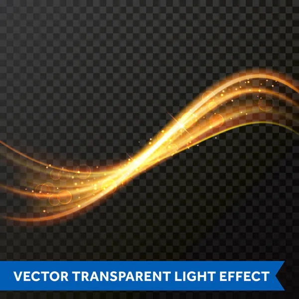 Effekt ljus linje guld virvel. Vector glitter ljus eld flare cirkel spår — Stock vektor