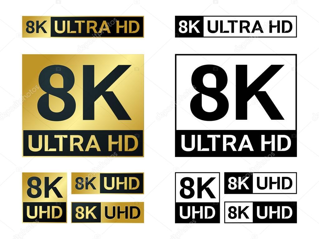 8k Ultra Hd icon. Vector 8KUHD TV symbol of High Definition