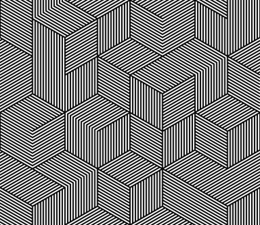 Sorunsuz vektör desen doku soyut altıgen ızgara 3d küp yapısı ile.