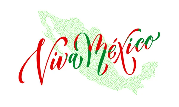 Viva Mexico bokstäver Independence day mexikanska vektor nationell karta symbol flagga färg — Stock vektor