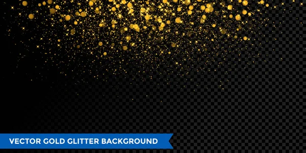 Gold glitzern Weihnachten Konfetti-Effekt Hintergrund mit Staub funkeln — Stockvektor