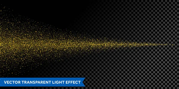 Ελαφρών σωματιδίων διασποράς χρυσό γκλίτερ σπρέι σε διαφανές φόντο διάνυσμα — Διανυσματικό Αρχείο