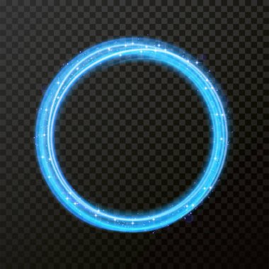 Vektör circle line neon ışık etkisi. Parlayan ışık ateş alev izleme.
