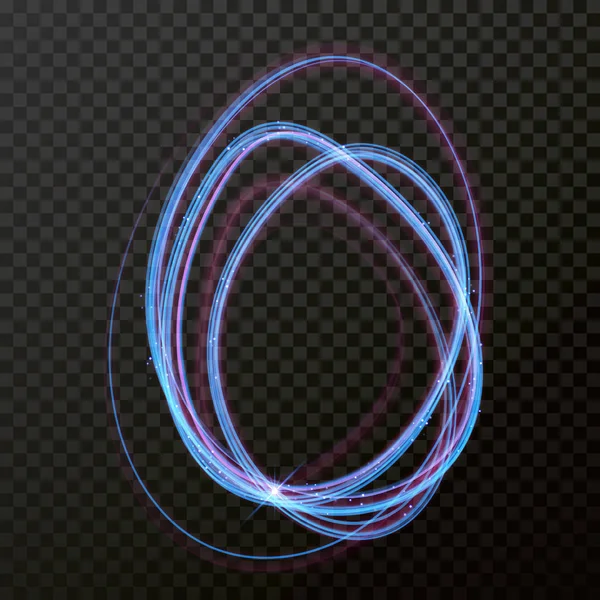 Эффект круговой световой линии неоновой спирали. Векторные блёстки светового огня . — стоковый вектор