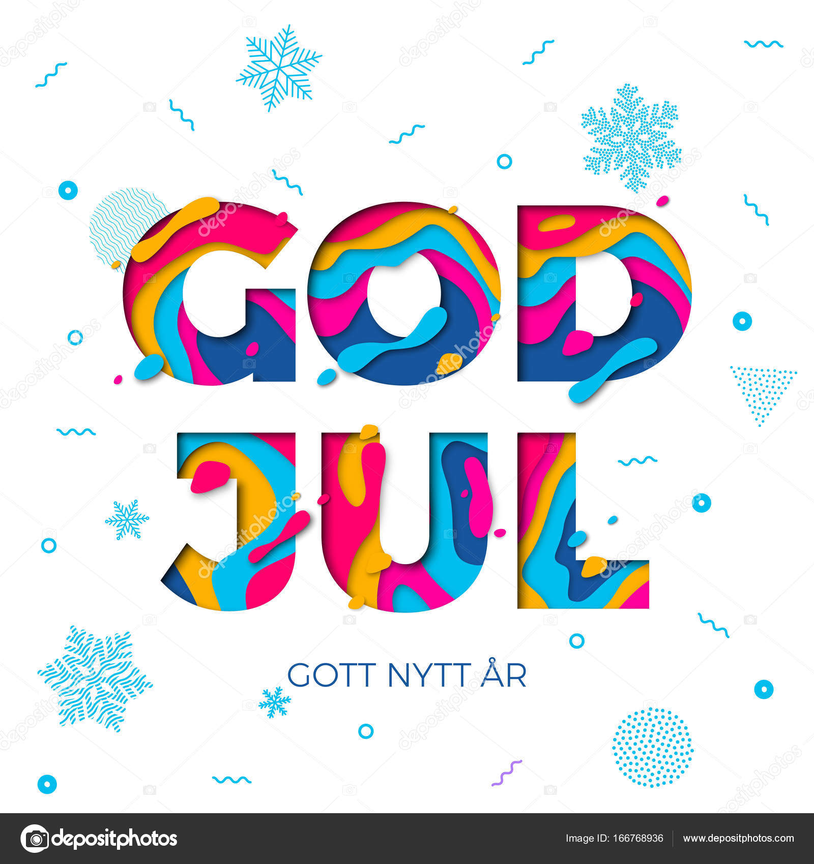 God Jul Merry Christmas Zweedse begroeting achtergrond kaart vector