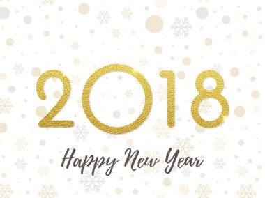 2018 mutlu yeni yıl tebrik kartı altın glitter arka plan numaraları tasarım vektör