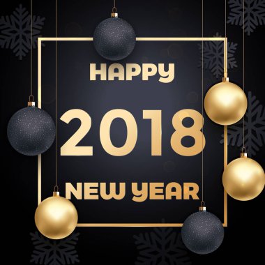 2018 mutlu yeni yıl lüks altın glitter tebrik kartı vektör kar tanesi arka plan