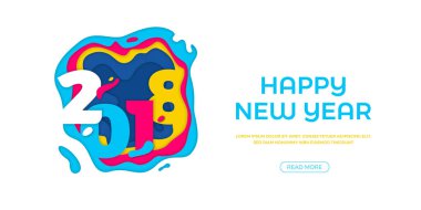 2018 mutlu yeni yıl tebrik kartı kar taneleri banner arka plan vektör kağıt metin oyma