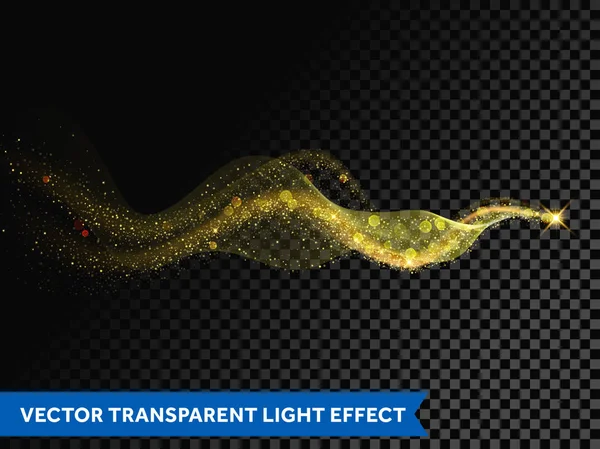 Lichtlijn gouden swirl effect. Vector glitter licht fire flare cirkel trace — Stockvector