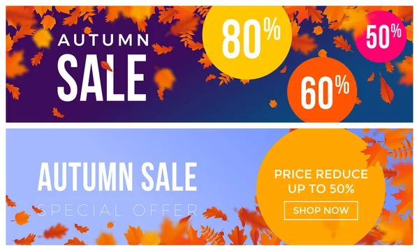 Höstens försäljning text banner vektor September shopping promo höstlig shop rabatt — Stock vektor