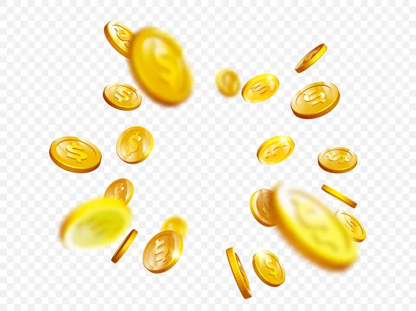Gold coin splash bingo jackpot vincere casino poker coins vector 3D sfondo — Vettoriale Stock