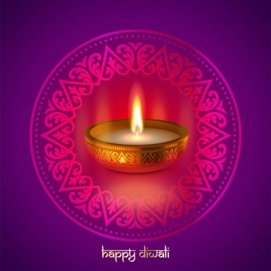 Mutlu Diwali altın mum ışığı Hint festival tebrik kartı vektör tasarımı
