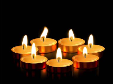 Mum altın tealight ışık vektör altın 3d gerçekçi simgesi manevi töreni