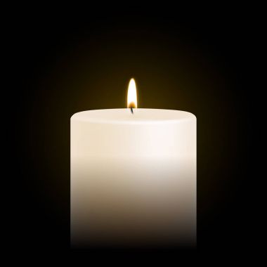 Alev ateş yanan mum tealight veya çay ışık vektör 3d gerçekçi simgesi