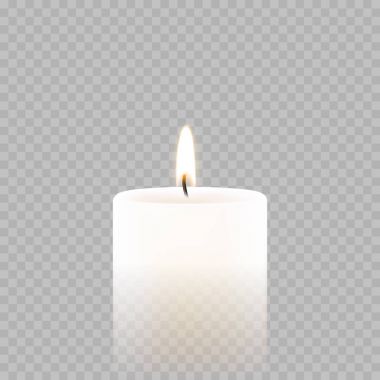 Alev ateş yanan mum tealight veya çay ışık vektör 3d gerçekçi simgesi