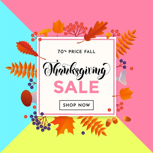 Thanksgiving automne vente affiche automne discount promo boutique offre vectoriel fond design — Image vectorielle