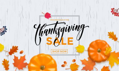 Şükran günü sonbahar satış poster kabak Güz indirim sahil yolu Dükkanı vektör arka plan yaprak