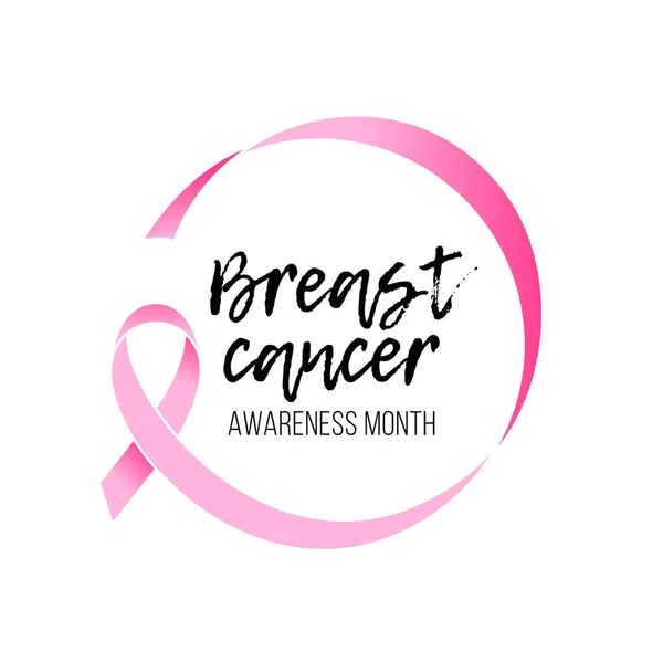 Piersi raka świadomości miesiąc różowej wstążki wektor kobiet solidarność symbol ikonę — Wektor stockowy