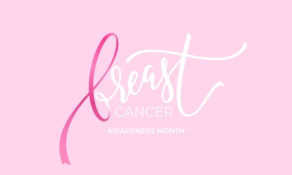 Borst kanker bewustzijn maand roze lint vector vrouwen solidariteit symboolpictogram — Stockvector