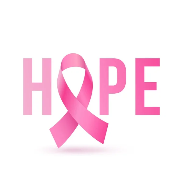 Breast cancer awareness month pink ribbon vector women solidarity symbol icon — Stock Vector