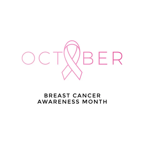 Borst kanker bewustzijn maand roze lint vector vrouwen solidariteit symboolpictogram — Stockvector