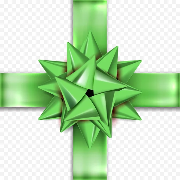 Hediye yay yeşil şerit vektör tasarımı doğum günü, yeni yıl Noel hediyeleri dekorasyon — Stok Vektör