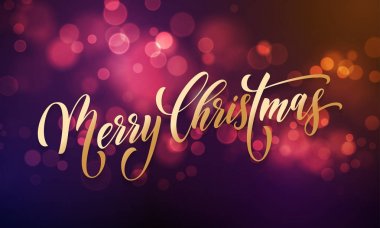 Neşeli Noel tebrik kartı vektör altın parlak ışık yeni yıl arka plan bulanıklık