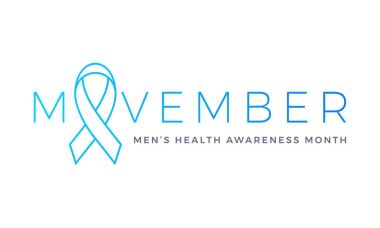 Movember erkekler sağlık erkek Prostat Kanseri Bilinçlendirme Kasım ay vektör mavi şerit