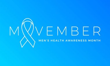 Movember erkekler sağlık erkek Prostat Kanseri Bilinçlendirme Kasım ay vektör mavi şerit